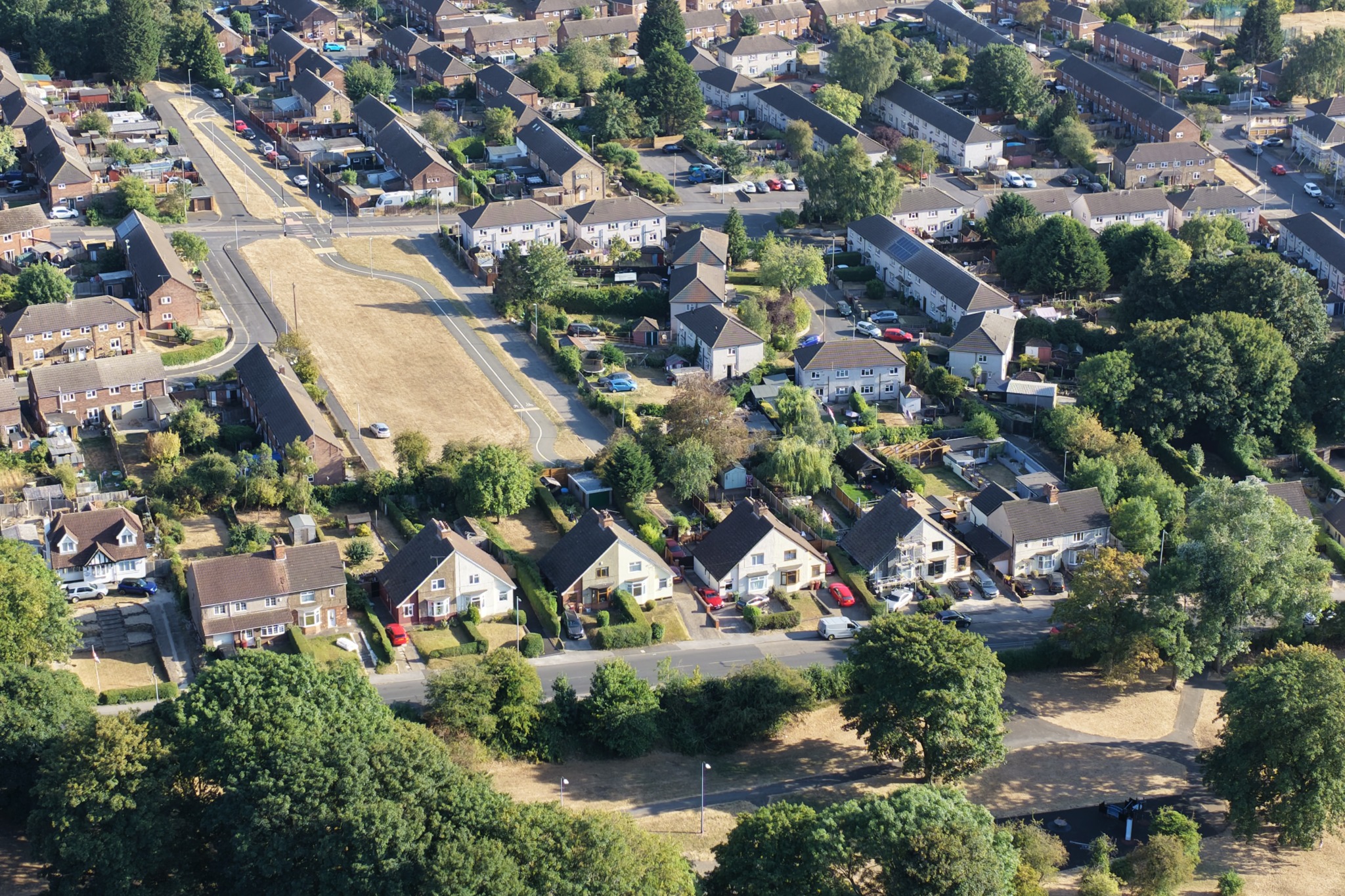 Aerial view of residential area