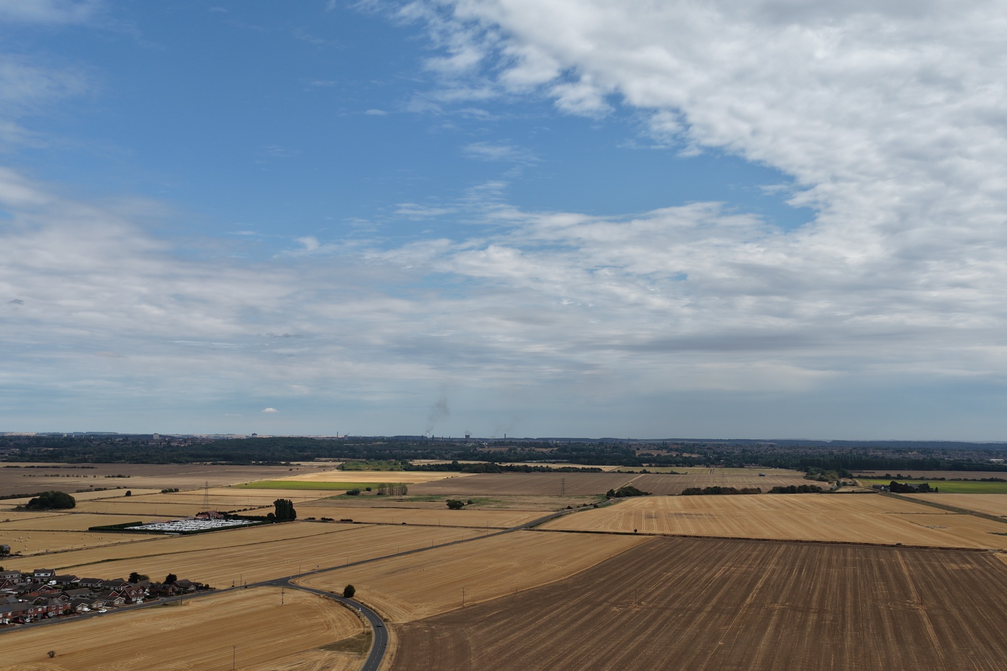 Aerial view of river and countryside